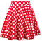 Dressever Damen Basic Vielseitige Dehnbaren Informell Casual Mini Hohe Taille A-Linie Tennisrock Tanzrock Red White Dot Large
