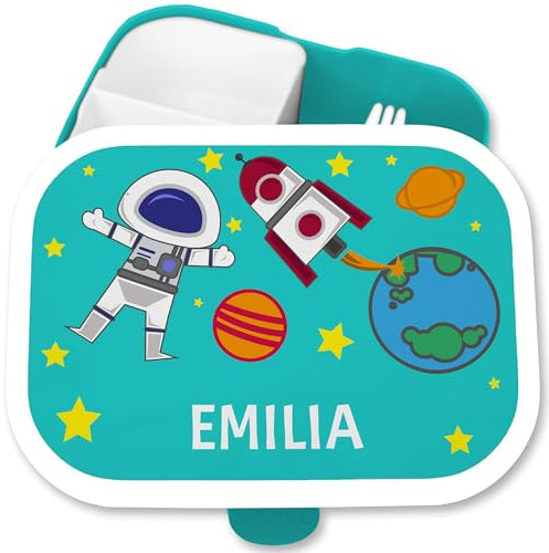 Brotdose Kinder Campus für Mepal - Weltall - Astronaut Raumfahrer Rakete Universum Weltraum - 750 ml - Türkis - planeten fächern astronauten erstklässler planets space raketen; junge raumfahrt