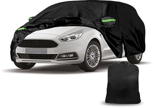 wasserdichte Autoabdeckung Kompatibel mit Ford S-MAX 2006-2023, Vollgarage Autoplane für Schnee Regen Staub Hagel Schutz mit Reißverschluss und Baumwollfutter