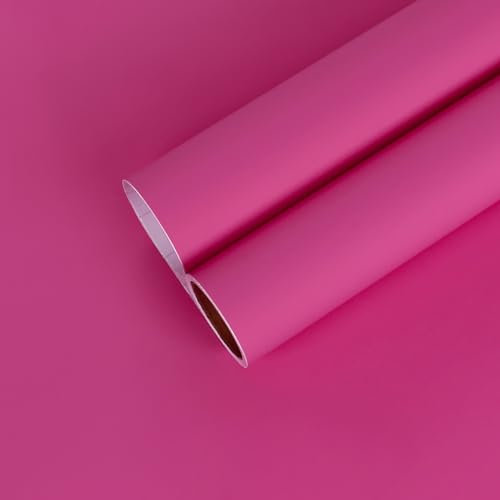CHIHUT Thicken Hot Pink Peel and Stick Wallpaper Hot Pink Waterproof Wallpaper for Bathroom Removable Self Adhesive Kitchen Cabinet Vinyl Wrap Skin Contact Paper for Countertops Shelf Liner 17.7”x100”