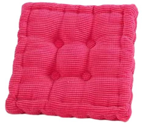 DOTBUY-SHOP Galette de Chaise Carré Coussin de Chaise Velours Côtelé, Couleur Unie Coussin de Sol Coussins de Siège Conforts Coussins pour Chaises de Jardin Yoga (45x45cm,Rose)