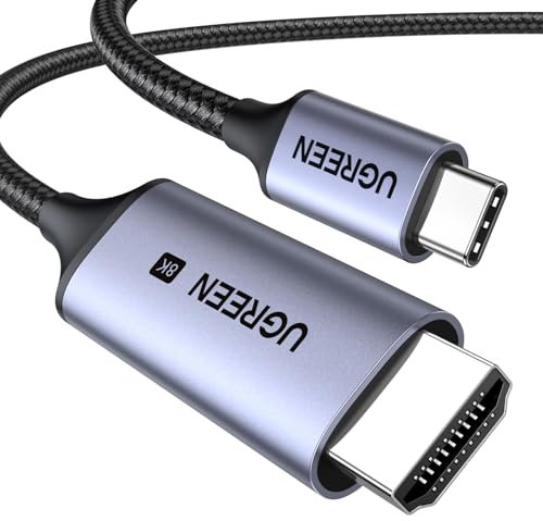 UGREEN USB C auf HDMI 2.1 Kable 8K@60Hz 4K@240Hz Type C auf HDMI Ultra-High-Speed-Kabel HDR HDCP 2.3 Thunderbolt 4/3 Kompatible mit iPhone 16, Mac mini M4, MacBook Pro/Air, iPad Pro, Galaxy S23(3M)