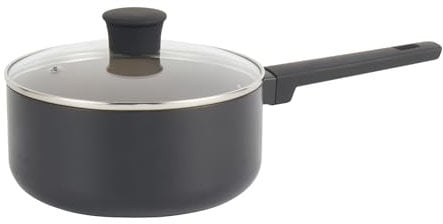 Salter BW12879EU7 Ceramic 20 cm Saucepan - Recycled Aluminium Body, Healthy PFOA & PFAS-Free Non-Stick Coating, Induction Suitable, Easy Clean, Soft Touch Stay Cool Handle, Cooking Pot with Glass Lid