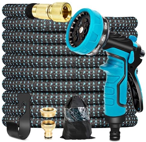 Hose Pipe, Garden Hose Leak-Proof with 8-Function Sprayer, 75FT Hose for Garden, No-Kink Flexible Water Hosepipe with Solid Brass Fittings for Watering Cleaning
