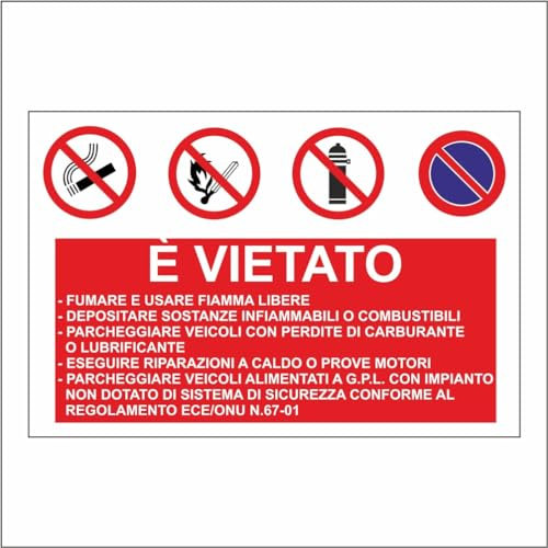 GLOBAL CARTELLO SEGNALETICO - Autorimessa veicoli gpl - Adesivo Extra Resistente, Pannello in Forex, Pannello In Alluminio (30X42 CM, Plastica)