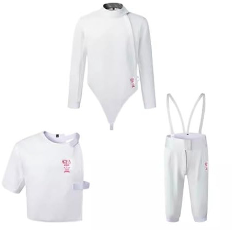 JUNYOHOA Fechtanzug Aus Eisseide, 450N-Fechtausrüstung, Florett/Degen/Säbel/Fechtkleidung, for Kinder und Erwachsene, 3-teiliges Set (Color : Left Hand, Size : 52#)