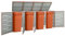 Cosisti Abri Poubelle Exterieur Quadruple Abri pour Poubelle Quadruple Conteneur pour 4 poubelles Cache-Poubelle Couvercle de Poubelle, Cache Poubelle Abri INOX-Orange-4 poubelles