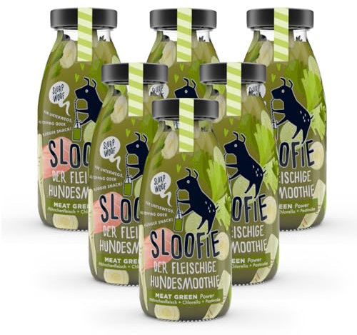 Sloofie der Hundesmoothie, 6er Meat Green, der natürliche Hundesnack aus besten Zutaten, Made in Germany,