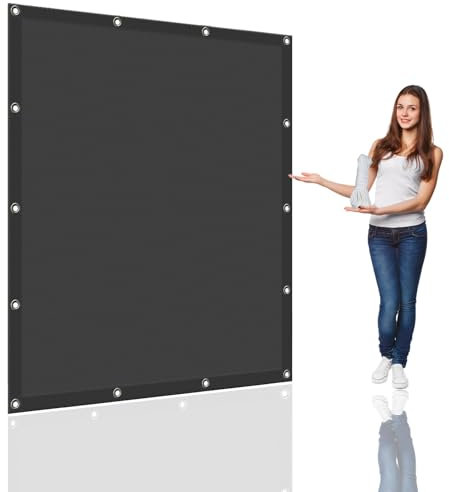 Segeltuch Wasserdicht 3.8 x 3.8 m Wasserdicht Sonnensegel Balkon Reißfest UV-Schutz nach Mass Polyestergewebe Mit Seil Sonnenschutz Markise für Pool und glasdach, Dunkelgrau