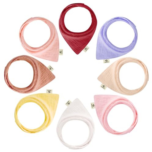BEBOAN 8 Stück Musselin Halstuch Baby ab 1,2,3 Jahre, Achterpackung Dreieckstuch Baby Junge und Mädchen, Reine Farbe Sabberlätzchen Baby Spucklätzchen Baby (Mädchen)