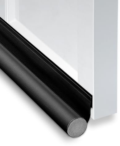 2 Pezzi Paraspifferi Sottoporta per Porte, 96 cm Sotto Porta Entrata per Spifferi, Anti-Vento Freddo, Prova di Rumore (Nero)