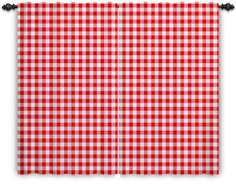 ggaimwf Gingham Vorhänge Strukturiert Rot und Weiß,107x160cm,2er Set | Vichy-Karos vorhänge.Bauernhaus Klassisch Vorhänge.Vorhänge für Wohnzimmer Fensterbehandlungen Schlafzimmer Kinderzimmer