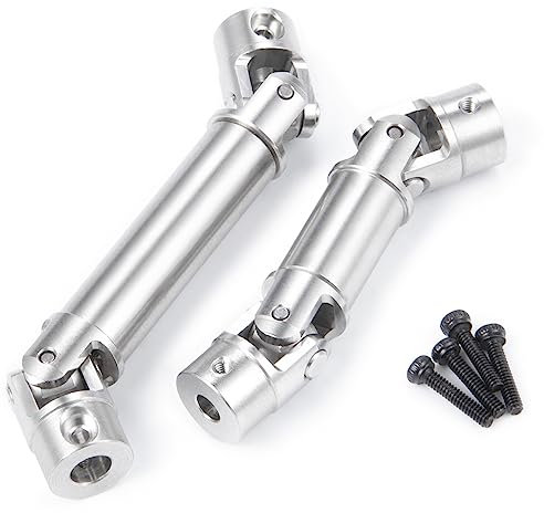 Runup 2 Stück RC Antriebswelle Edelstahl Upgrade-Teil Teleskop-Gelenkwelle Kletterfahrzeugs Antriebswelle für TRA-XXAS 1/18 TRX4M Land Rover Defender Bronco RC Crawler Auto Upgrade
