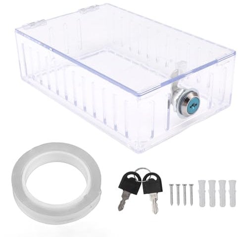 Yomiyuyr Lockable Thermostat Cover, Large Acrylic Thermostat Guard Box with Key, Transparent Lock Box for Wall Mounted AC Thermostat, 7.1in x 3.9in x 2in