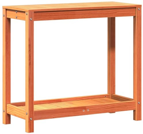 Genérico Tavolo da piantare e ripiano in legno massello marrone 82,5x35x75 cm, wenjingqi-844629