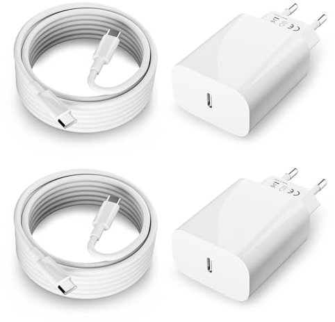 2 unidades de 20 W USB C cargador para iPhone 16/16 Pro/16 Pro Max/16 Plus/15/15 Pro/15 Pro Max/15 Plus, fuente de alimentación para iPad, adaptador USBC cargador rápido con cable de carga rápida USB