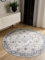 benuta Basic Waschbarer Teppich George - Creme/Grau 120 cm Rund - Kunstfaser - Rund & im Style: Vintage, Elegant, Retro - Pflegeleicht für Wohnzimmer Schlafzimmer