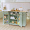 HOLTICO Kitchen Island on Wheels, Kitchen Trolley Storage Islands & Carts with Extendable Rubberwood Worktop, Green Rolling Kitchen Island Breakfast Bar with Drawers and Spice Rack