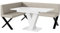 MEBLINI Eckbank für Esszimmer mit ausziehbarem Tisch - Küchenbank - Essecke - Sitzecke Küche - Peter - X-Beine 128x168x87cm Links - Beige Kunstleder/M Weiß Hochgl.