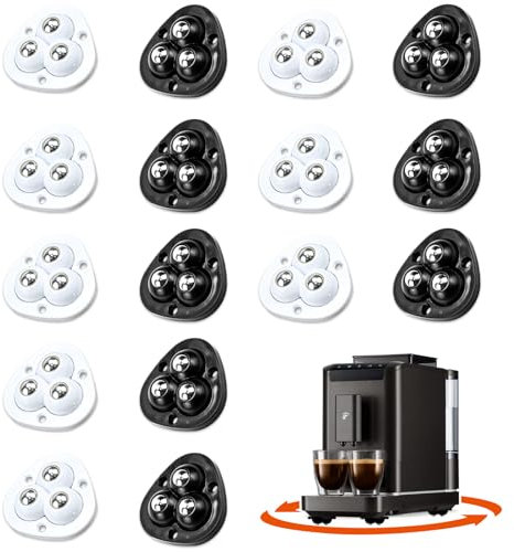 HWSWSH 16 Pcs Mini Ruedas Autoadhesivas Ruedas Pequeñas para Muebles Ruedas Giratorias de 360°Ruedas de Bolas para Freidora Licuadora Cafetera Cubo de Basura Caja Silla Mesita 2 Color: Negro y Blanco