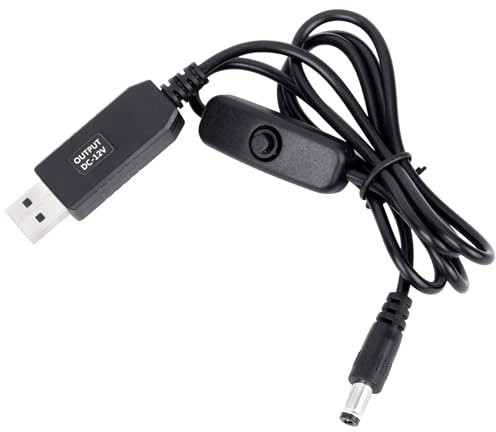 Cable Adaptador Corriente USB 12V, Resistente a Dobleces Repetidos Cable Convertidor Elevador Voltaje USB 5V CC a 12V CC Adaptador Alimentación USB Cámara Coche Cable 12V Cámara Coche(Negro)