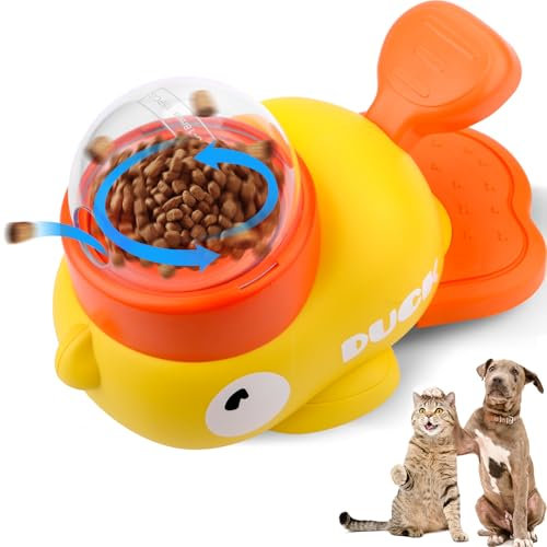 Vibbang Entenform Interaktive Futterspender, Hund Slow Feeder Spielzeug, 2 in 1 Slow Feeder Hund Intelligenzspielzeug, Duck Dog Treat Food Dispenser, Reduziert Blähungen Beugt Schluckbeschwerden