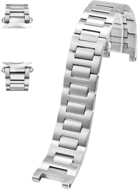 EMAIGlPO Armband Kerbe Präzisionsstahl 20 * 12 MM 22 * 14 MM Uhrenarmband Armband Faltschließe Passend for Cartier Pasha Edelstahl-uhrenarmband(Silver,20.12mm)