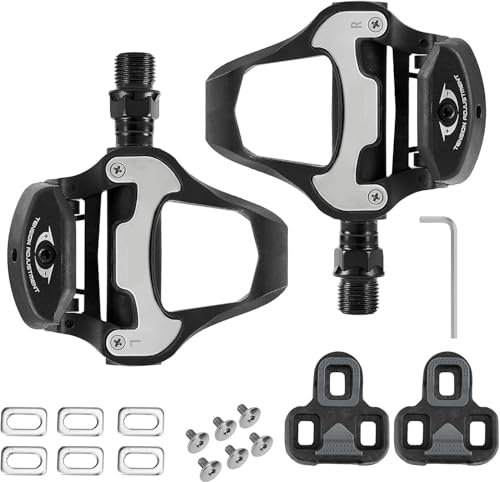 Gxpjycfob Pedales de Bicicleta, Pedales MTB de Aleación de Aluminio 9/16'' con Calas, Pedales Mixtos MTB de Carretera Compatibles con Pedales SPD para Senderismo y Ciclismo