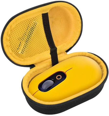 AONKE Voyage Stockage Porter Étui Housse pour Logitech Pebble Souris 2 M350s / M187 / Logitech M350 Pebble Wireless Bluetooth Mouse（boîte Seule (Jaune)