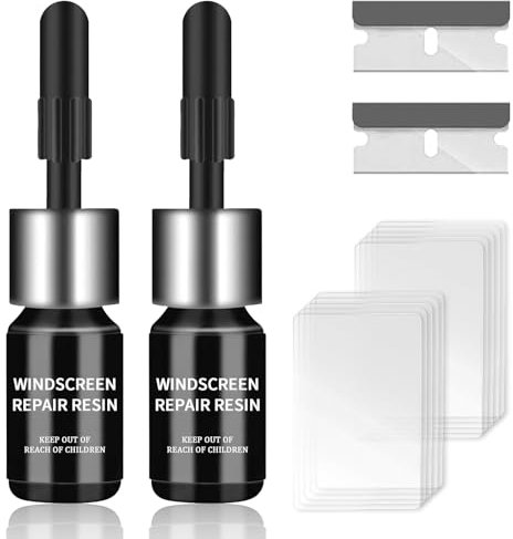 DEZEU Windscreen Chip Repair Kit,2025 Latest Upgraded Glass Repair Kit,5 Min Quick Glass Repair Liquid,Long-Lasting for Windscreens, Windows, Mirrors,All Crack Types Windscreen Repair Kit (Black).