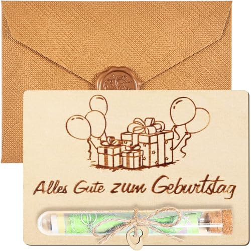 Joycabin Geburtstag Geldgeschenke Verpackung aus Holz Mit Reagenzgläsern und Bindfaden, Lustige Geburtstag Geschenke Geldgeschenk für Damen Herren Geburtstagsfeier