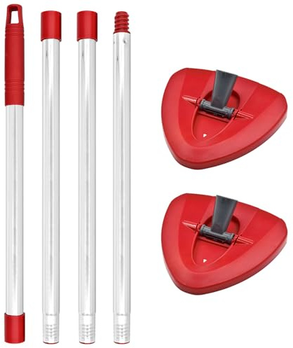 DLAIMI 2 esta di ricambio per mocio rotante rossa con manico per mocio Vileda Turbo Spin 2 in 1, base triangolare per mocio Turbo Smart accessorio per la pulizia