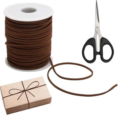 1 Rouleau de Cordon en Cuir 50 m x 3 mm en Daim synthétique Plat pour Bracelets Colliers et Bijoux