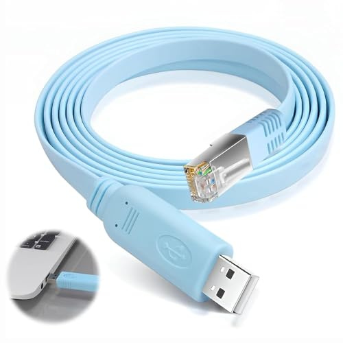 Cavo Console USB a RJ45, Adattatore USB a Ethernet 1,8 m, Cavo USB A Maschio a RJ45 Gigabit LAN fino a 1000 Mbps, Cavo di Rete Diretto Compatibile con Laptop,PC, MacBook, Switch, Windows, macOS, Linux