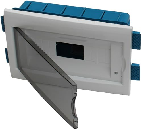 Electraline 60462 Unterputz-Schalttafel für Gipskartonwände mit Tür, 12 Module, 315 x 215 x 80 mm