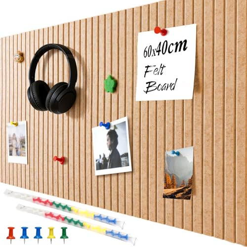 Tableau d'Affichage Décoratif en Feutre 60x40cm – Épaisseur 9mm | Isolation Acoustique Réduisant les Échos, Protection Murale Anti-Rayures – Idéal pour École, Maison ou Bureau