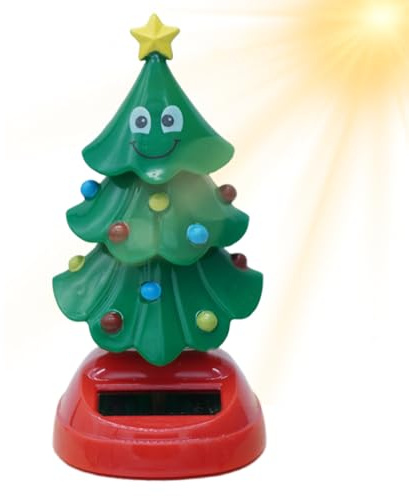 Generico Jouet de Noël énergie solaire, arbre de Noël solaire | Figures de Noël oscillant - Nouveauté arbre de Noëlen mouvement pour bureau, rebord de la fenêtre,