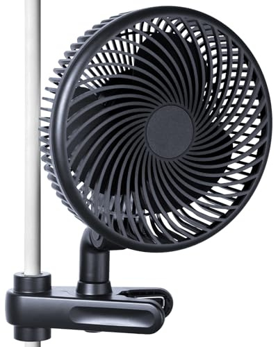 Mi hogar Grow Ventilator Oszillierend mit Clip, 10 Stufen Clip Ventilator für Growbox & Growzelt, Leiser EC-Motor 10W, 330 CFM Umluftventilator, 90° Oszillation, Ventilator Grow für Indoor Pflanzen
