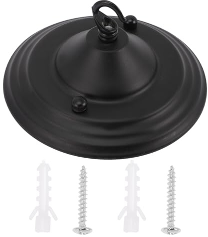 Deckenbaldachin Haken Montagehalterung aus Eisen 90mm Schwarz | Einfache Installation, Verschleißfest und Robust, für Café und Foyer, Geeignet für Pendelleuchten
