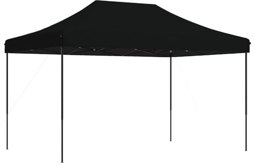 vidaXL Party-Zelt Schwarz 292 x 440 x 315 cm Oxford-Stoff, Garten und Terrasse, modernes Zelt, Pop-Up Überdachung, flexibel höhenverstellbar, schnell aufzubauen, Stahlrahmen