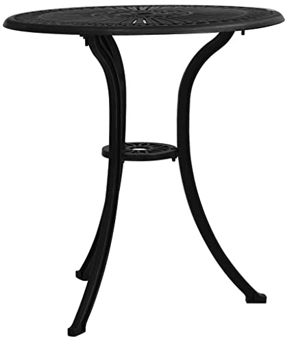 KKgypkn Robuster Aluminiumguss Tisch für den Außenbereich mit Schirmloch und DREI stabilen Beinen für sicheren Stand, Terrassentisch mit dekorativer Tischplatte, Gartentisch