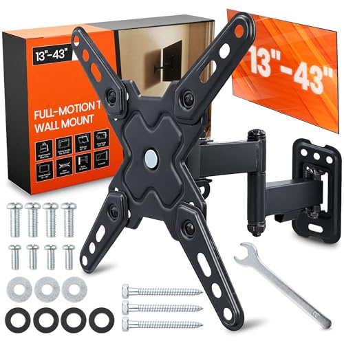 WSTR TV-Halterung Mini 13-43 Zoll Wandhalterung Wandhalter Halter für Monitor Fernseher bis zu 20 kg max. VESA 200x200 mm Schwenkbar Neigbar Drehbar Universal Wandmontage Deckenmontage