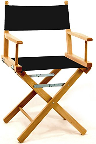 Professioanl Deluxe Director/Make-up/Cosmetic Chair (Natural Wood Frame) (Black Canvas) – Made in Italy - FREE PERSONALISATION - Customised, Foldable, Solid Wood – for Cosmetic, Outdoor Events