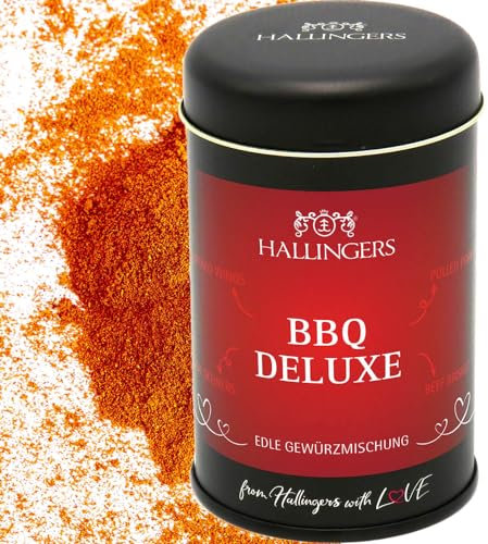 Hallingers BBQ Barbecue Deluxe - Gewürz-Mischung für Grill, Marinaden & Krustentiere (Dose) - Geschenk im Sommer & als perfektes Grillgeschenk | Neues Zuhause Ruhestand Genesung
