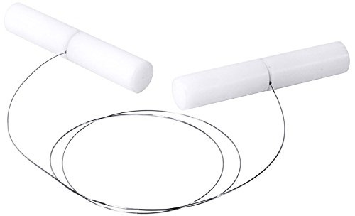 Käseschneidedraht mit zwei Griffen 140 x 19 mm aus weißem Polyethylen, Draht aus 0,6 mm Edelstahl, für Käseränder/Länge: 1,2 m (inkl. 4 Ersatzdrähten) | ERK