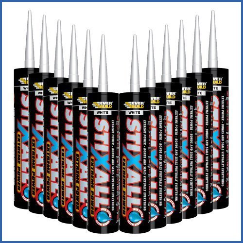 12 x Black Everbuild Stixall MS Polymer Grab Sealant Adhesive - 290ml by Everbuild