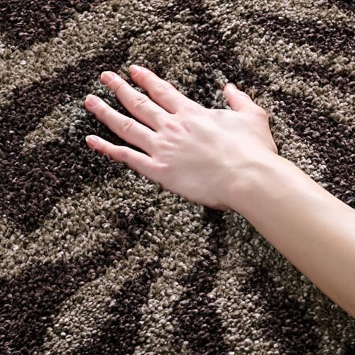 SAFAVIEH Florida Shag Collection Accent Rug - 3'3 x 5'3, Smoke & Dark Brown, Non-Shedding & Easy Care, 1.2-inch Thick Ideal for High Traffic Areas in Entryway, Living Room, Bedroom (SG456-7928)