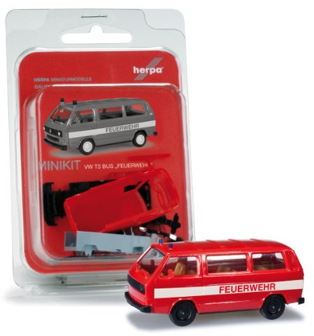 herpa 012591 - MiniKit VW T3 Bus Feuerwehr, Rot
