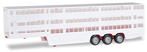 Herpa 076333-002 Other License Viehtransporter-Auflieger Fahrzeug, Red