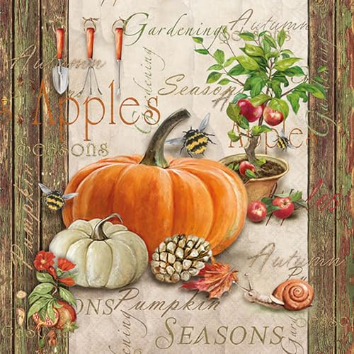 Ambiente Papierservietten, 20 Stück, 3-lagig, Mittagessen Größe Herbst Gardening